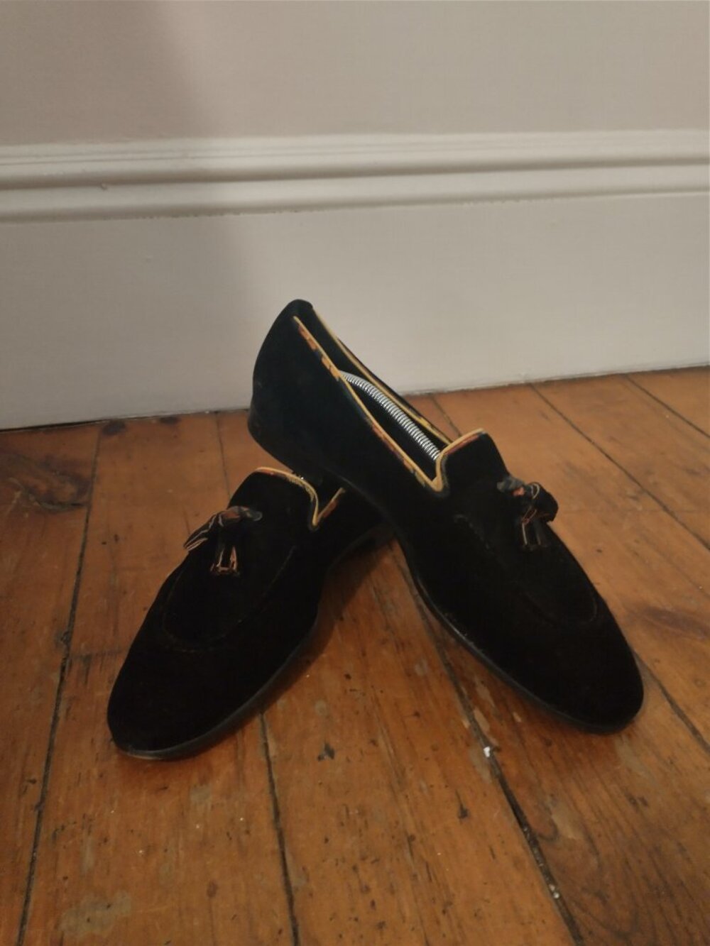 Alberto Moretti/ Arfango Black Velvet Tasselled Loafer